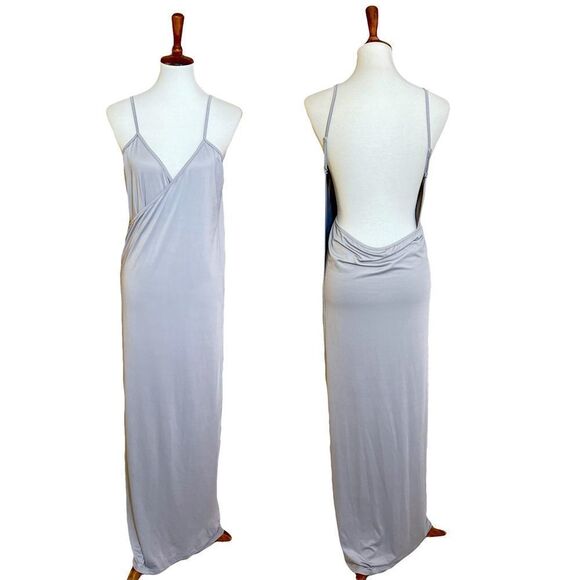 Gray backless adjustable wrap long maxi dress OSFA - Picture 1 of 11
